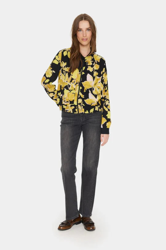 GRACESZ JACKET - BLACK BURNISHED FLORALS