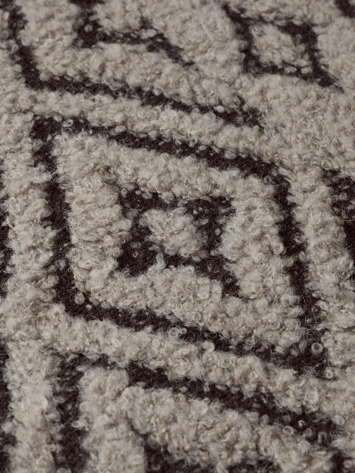 JACQUARD WOOL-BLEND ZIP-THROUGH RELAXED PULLOVER "WALNUT"