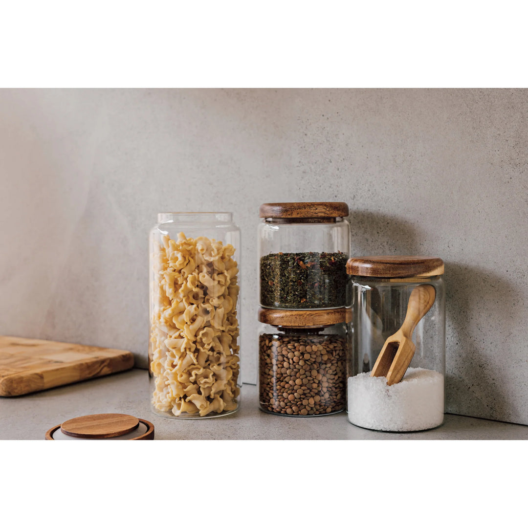 GLASS JAR WITH ACACIA WOOD LID - MEDIUM 32 OZ