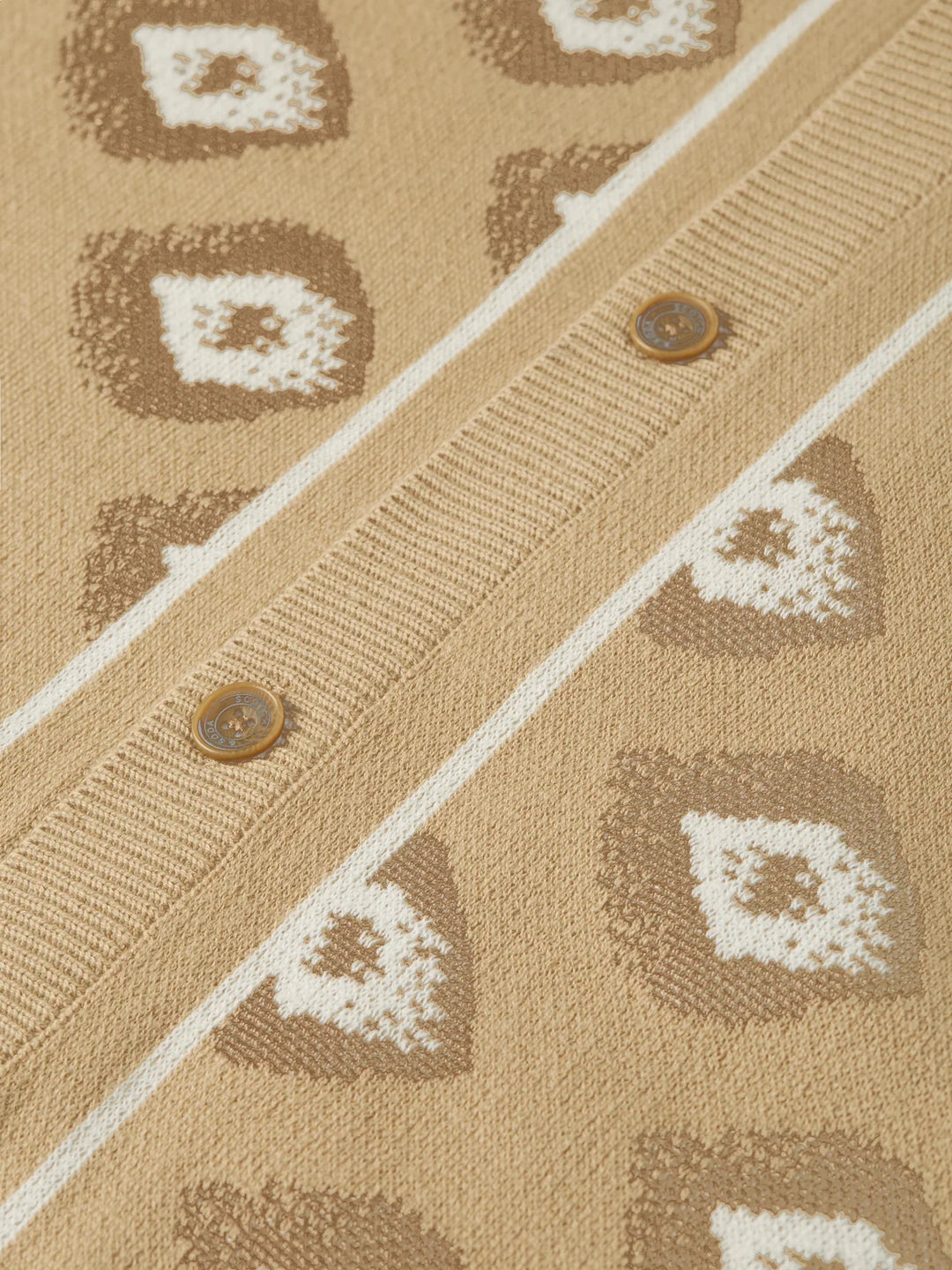 JACQUARD KNITTED SHORT SLEEVED SHIRT "GLITCH GEO TRAVERTINE"