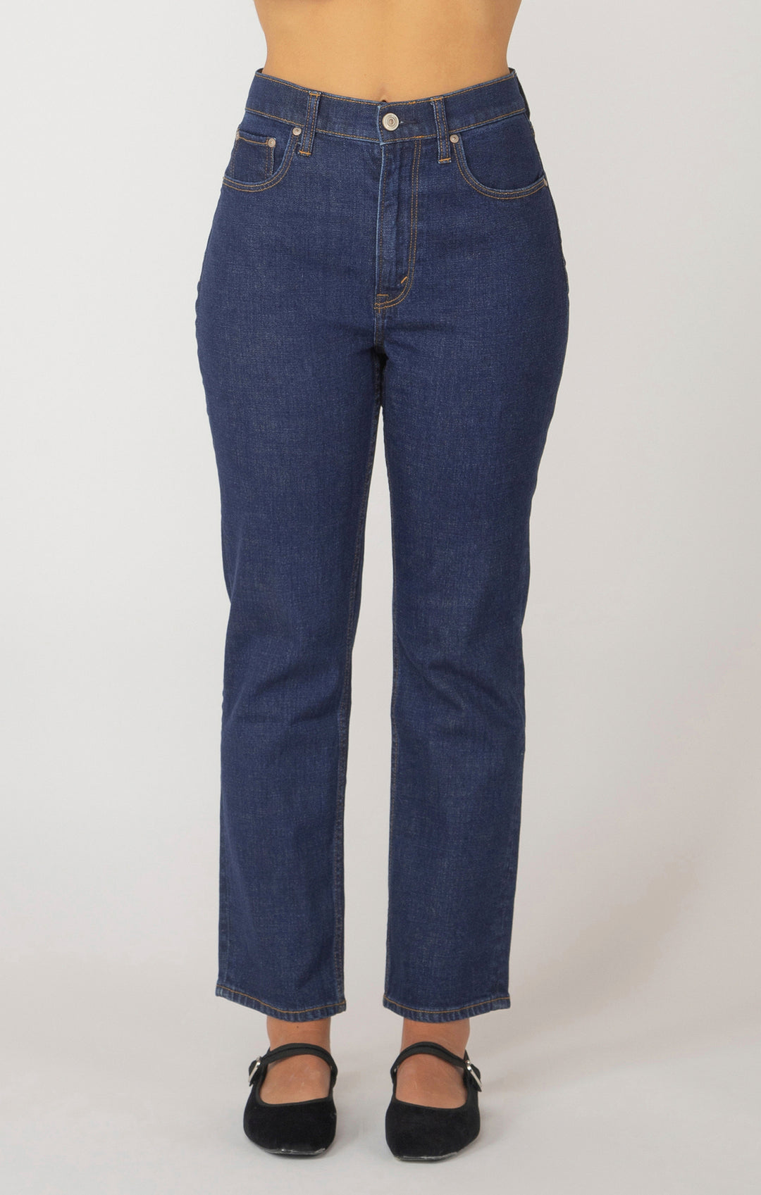 STRAIGHT LEG ANKLE LENGTH JEAN "RINSE WASH"