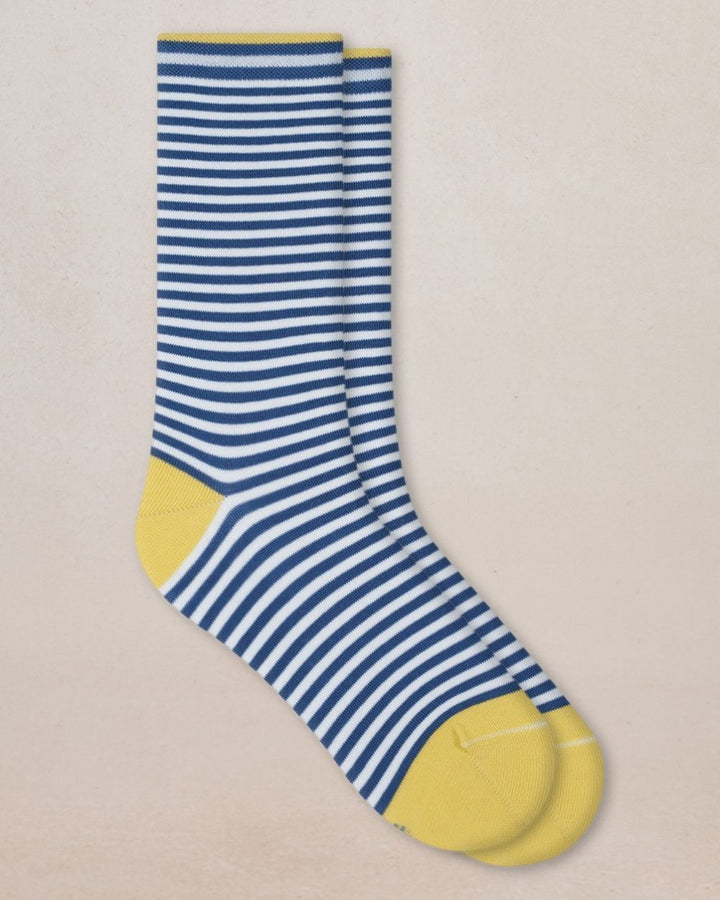 COTTON STRIPED SOCKS "DENIM/YELLOW"
