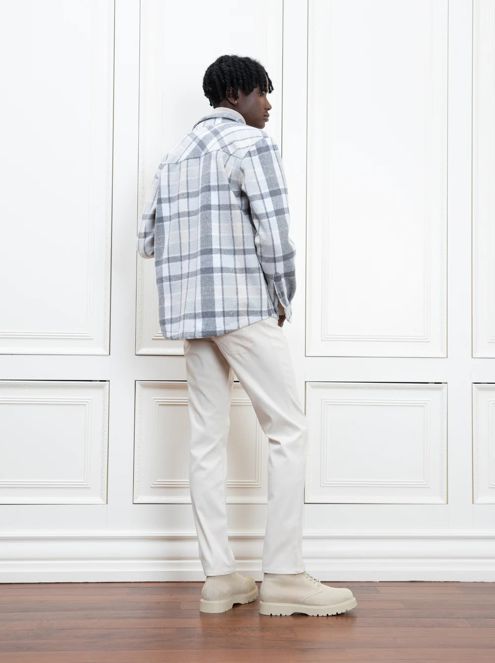 JERRY POLAR FLEECE CHECKERED BONDED SHIRT "CHROME"