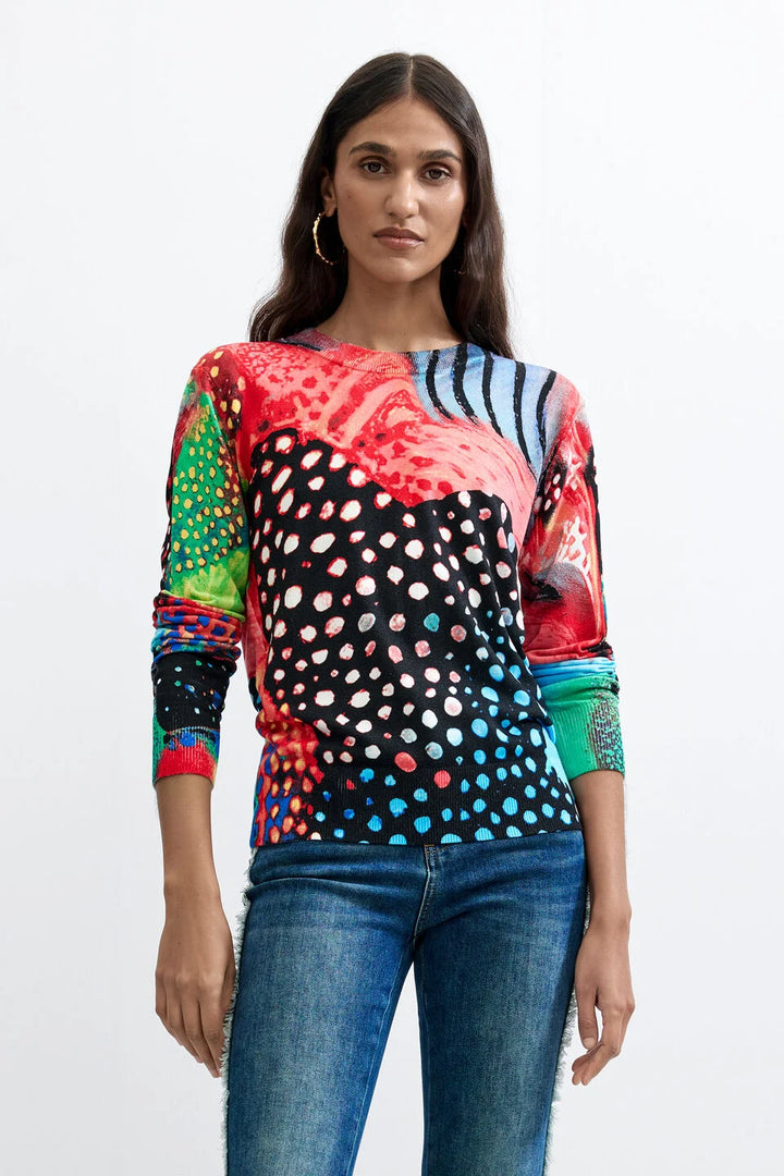 PRINTED COLORS SWEATER "BLACK"