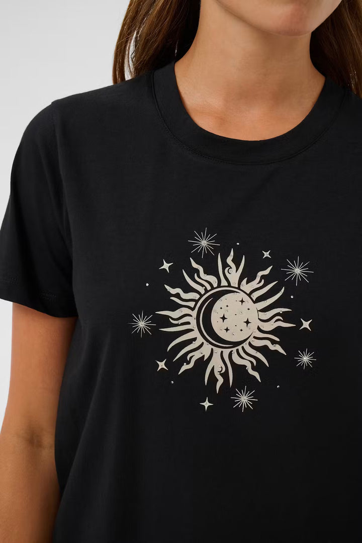 KAJOANNA T-SHIRT "BLACK W. FEATHER GREY"