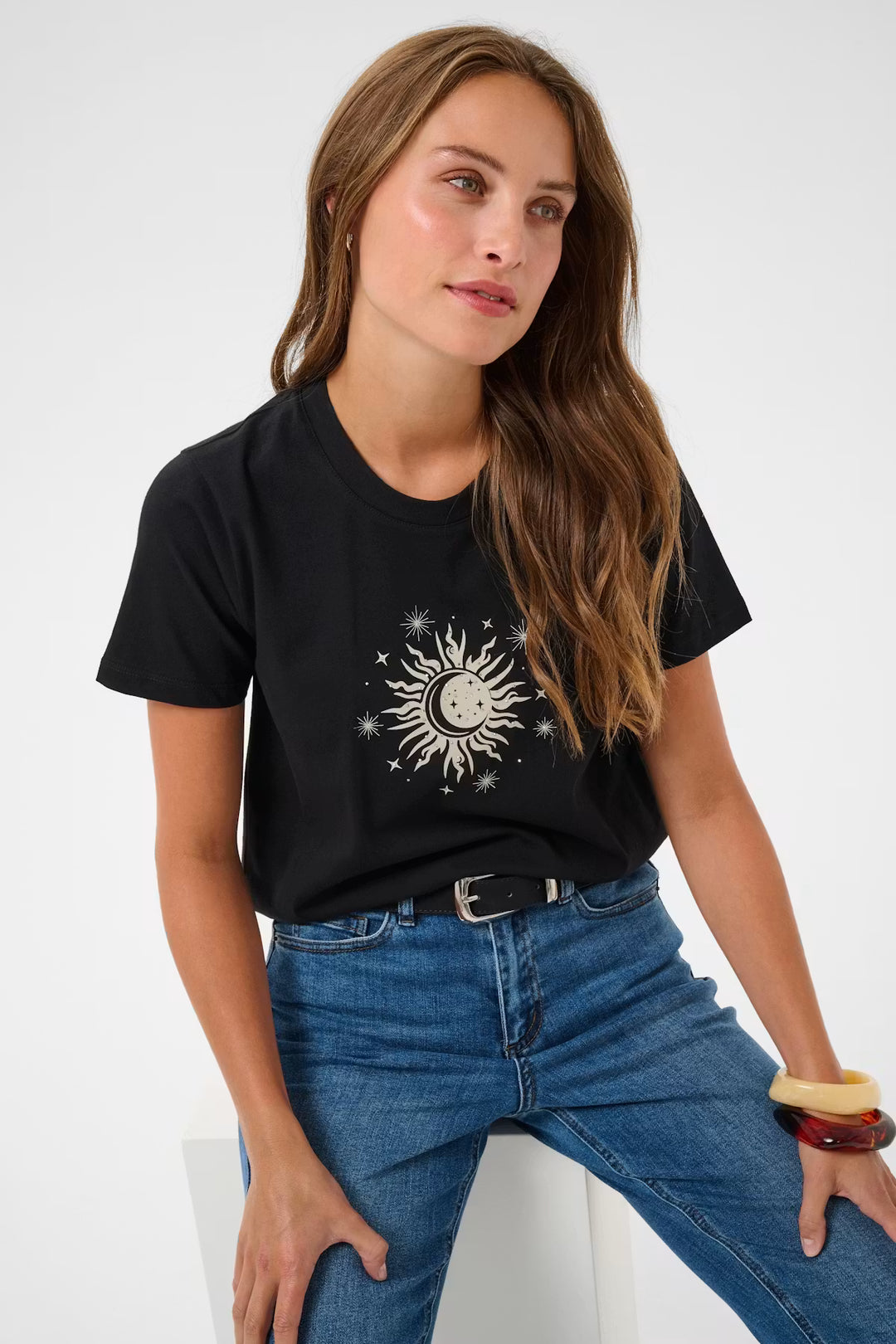 KAJOANNA T-SHIRT "BLACK W. FEATHER GREY"