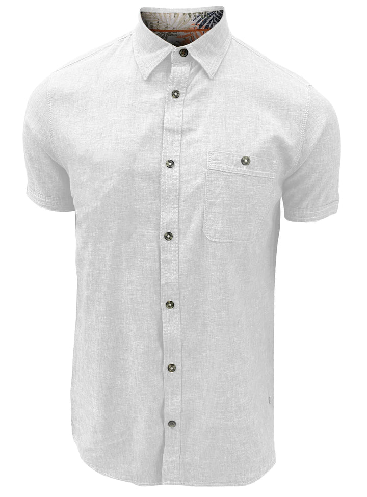 JON - SHORT-SLEEVE LINEN COTTON SLUB SHIRT "WHITE"
