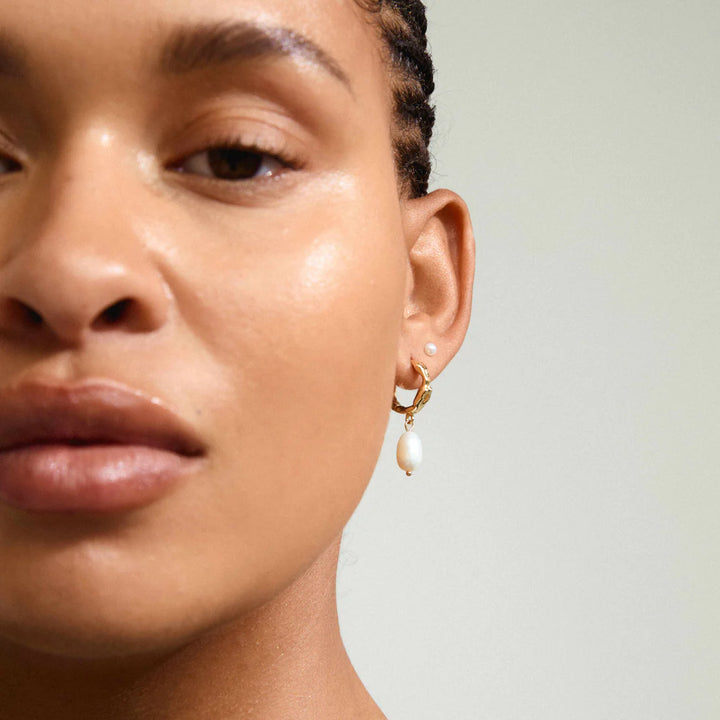 JONNE PEARL EARRINGS 2-IN-1 SET "GOLD-PLATED"