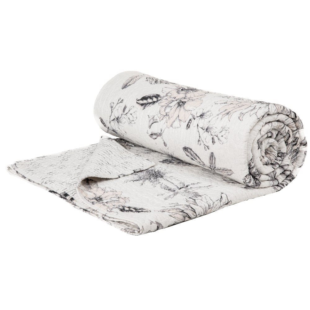 JUSTINA IVORY QUILT WITH FLOWERS - KING 3PCS