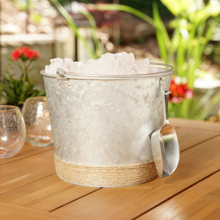 JUTE-WRAPPED GALVANIZED ICE BUCKET