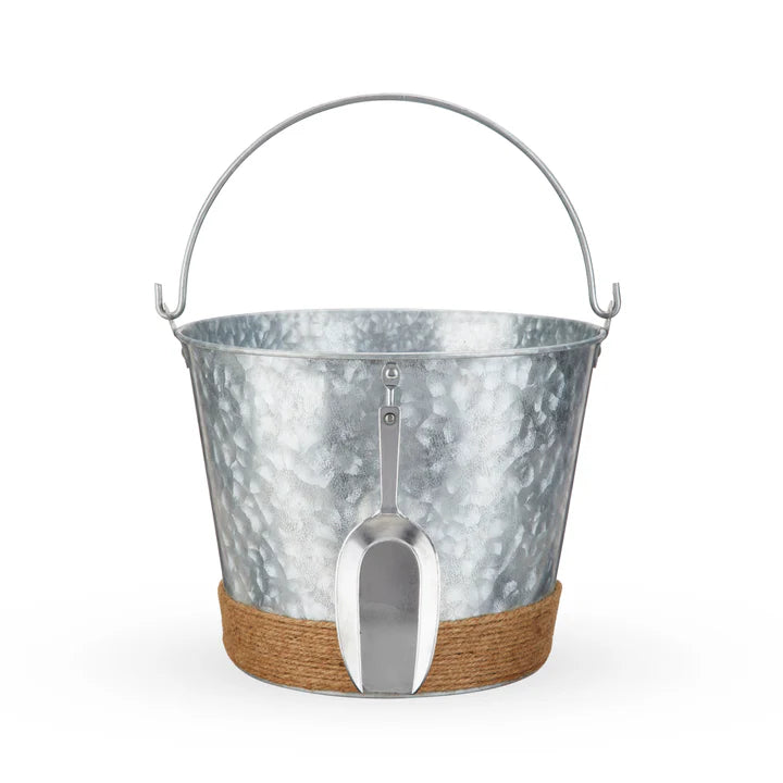 JUTE-WRAPPED GALVANIZED ICE BUCKET