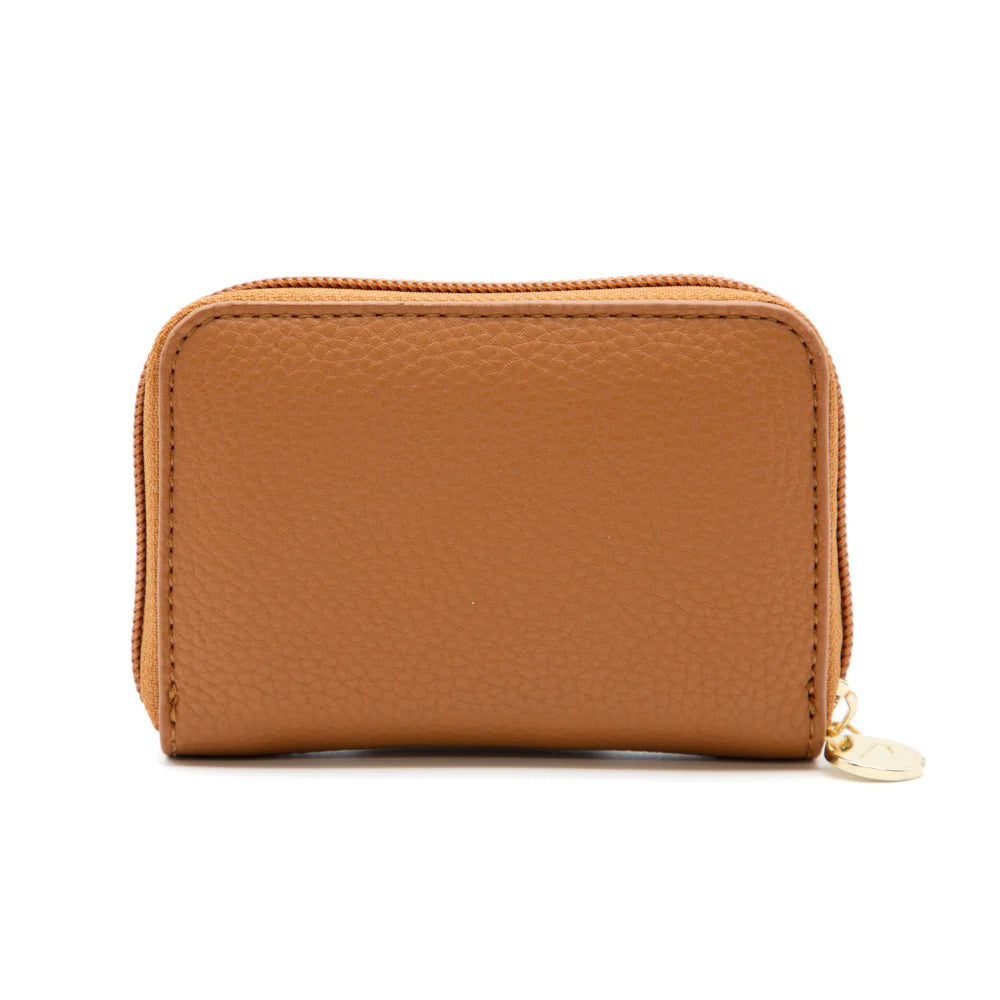 RIONA KETTY PEBBLED RFID SMALL ZIP AROUND WALLET "COGNAC"
