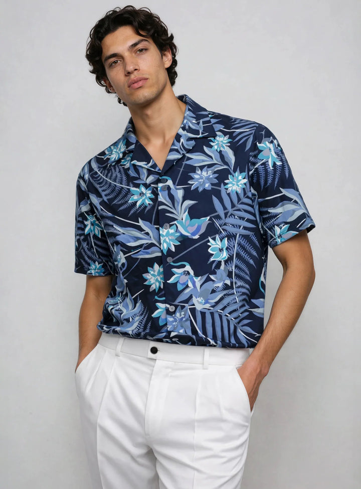 KIKO - TROPICAL BLOOMS PRINTED STRETCH SHIRT "LAGUNA"