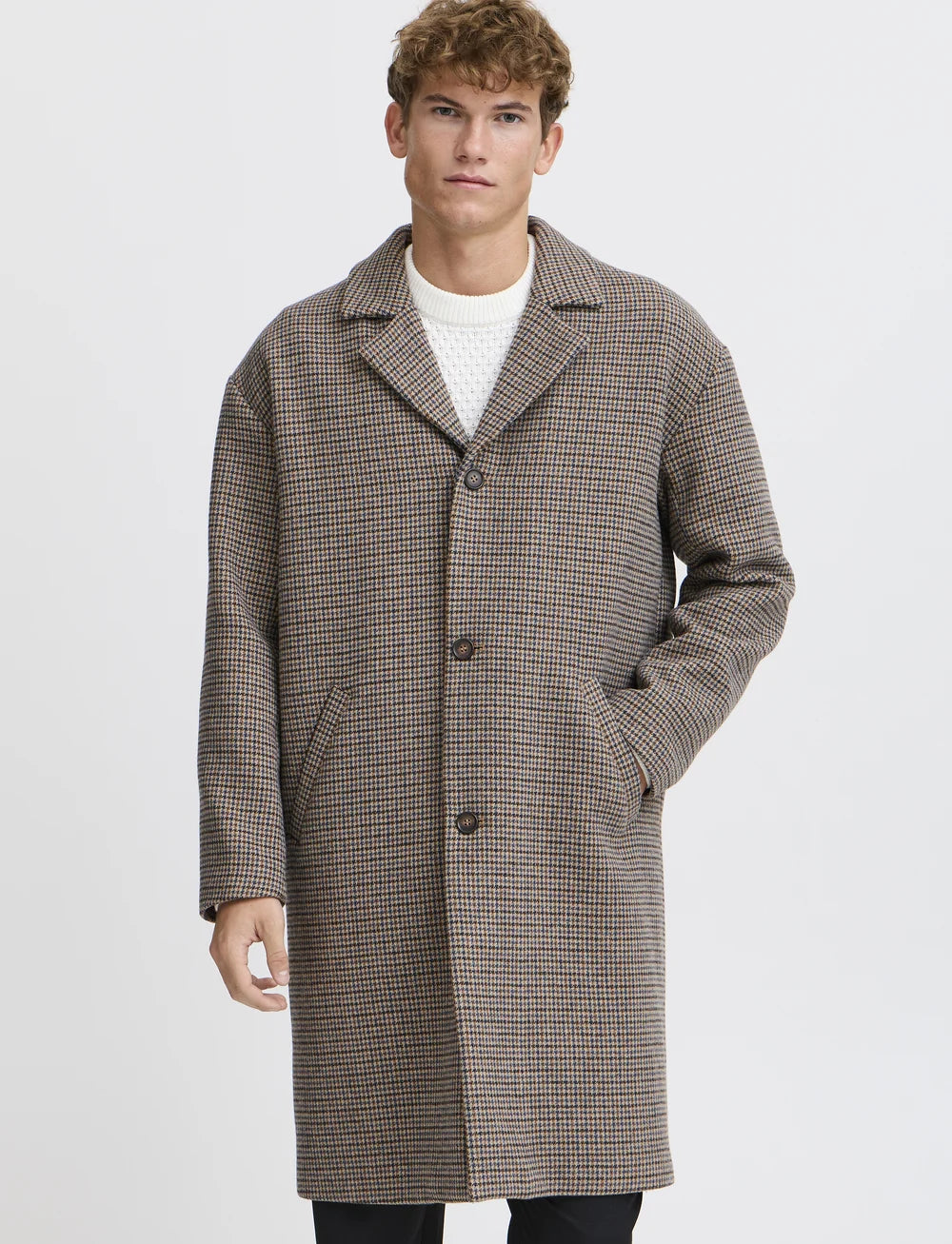 CFCLAES HOUNDSTOOTH CHECKED COAT "SILVER MINK"