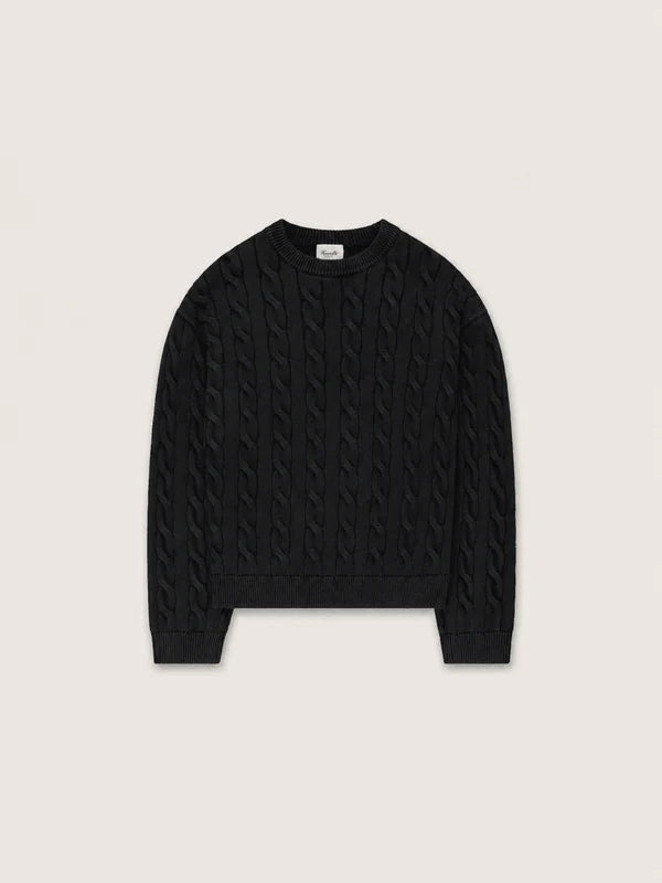 BRAIDED KNIT BOX CREW "VINTAGE BLACK"
