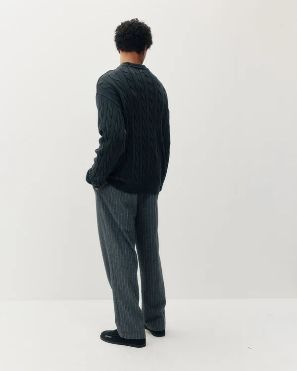 BRAIDED KNIT BOX CREW "VINTAGE BLACK"