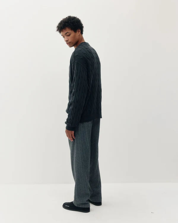 BRAIDED KNIT BOX CREW "VINTAGE BLACK"
