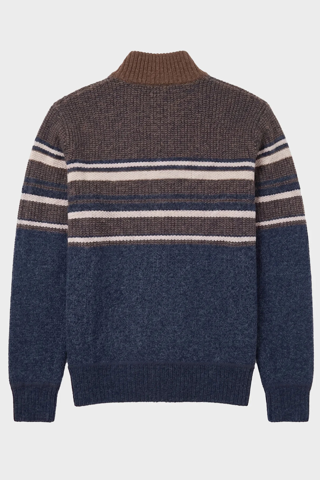 KNUD - FULL-ZIP MOCK-COLLAR BONDED CHENILLE SWEATER "NAVY/BARK"