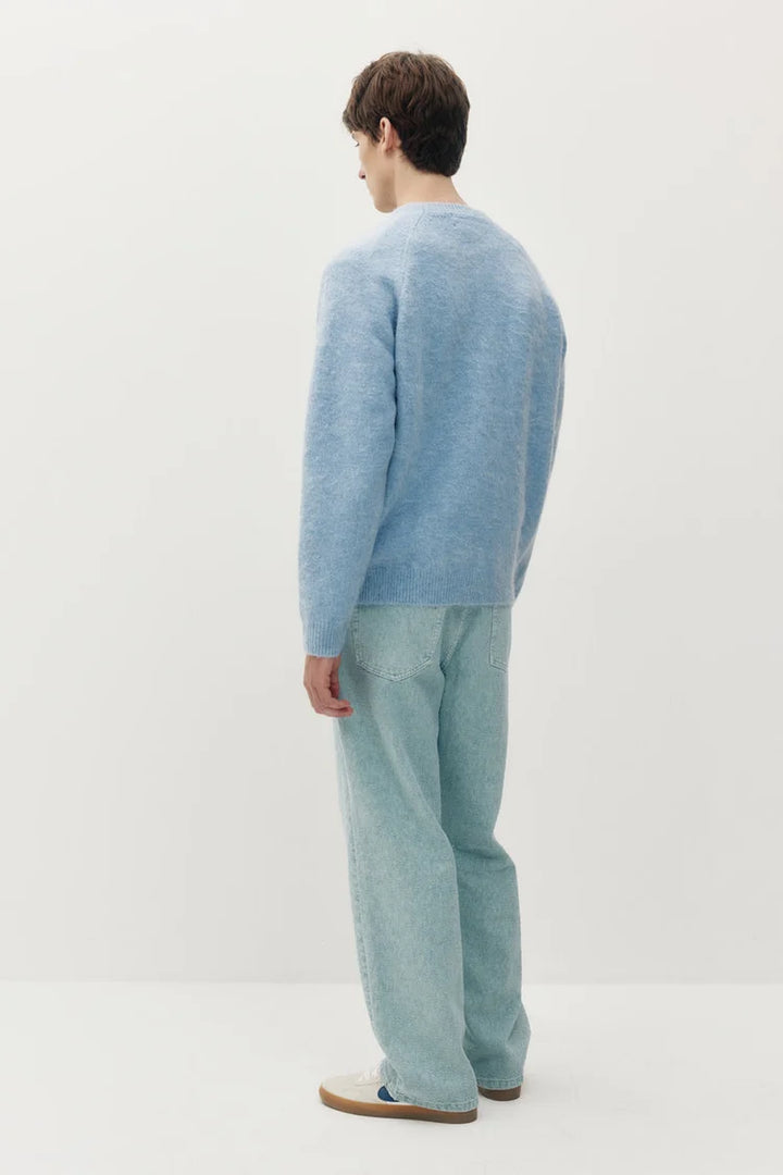 FURRY KNIT CREW SWEATER "BLUE"