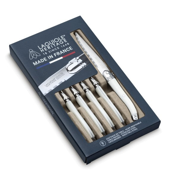 LAGUIOLE HERITAGE STEAK KNIFE - WHITE - SET OF 6
