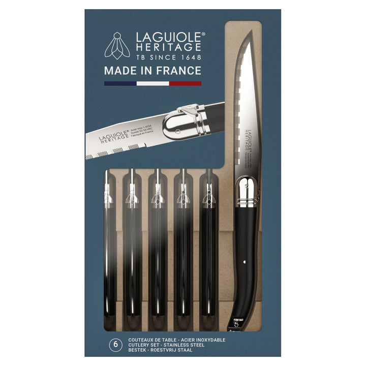 LAGUIOLE HERITAGE STEAK KNIFE - BLACK - SET OF 6