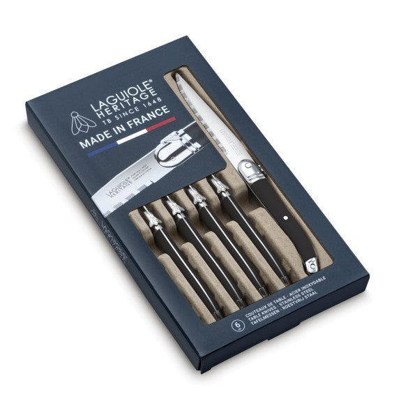 LAGUIOLE HERITAGE STEAK KNIFE - BLACK - SET OF 6