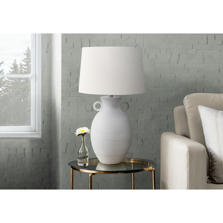 WHITE CERAMIC TABLE LAMP 30" "IVORY"