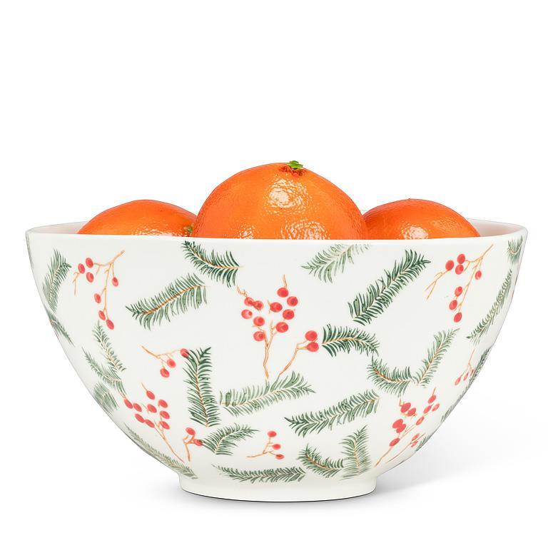 LARGE PINE & BERRIES BOWL - 9''D