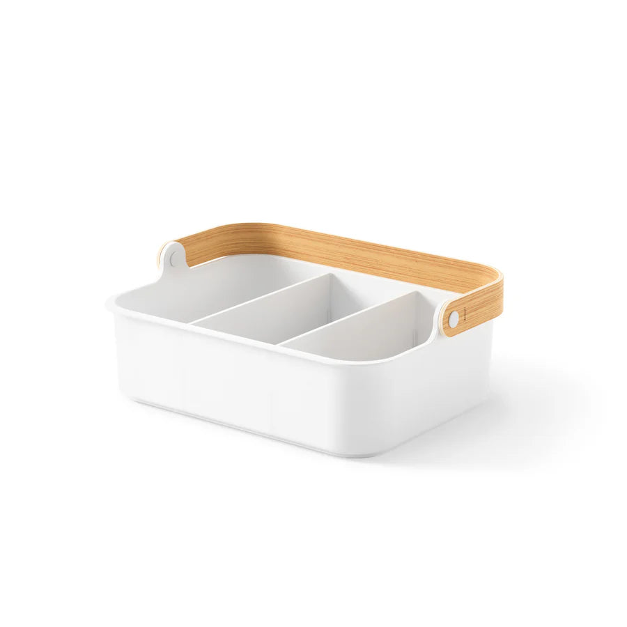 BELLWOOD STACKABLE STORAGE BIN - LARGE "WHITE/NATURAL"