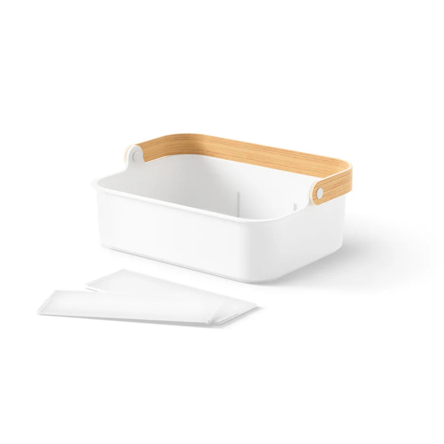 BELLWOOD STACKABLE STORAGE BIN - LARGE "WHITE/NATURAL"