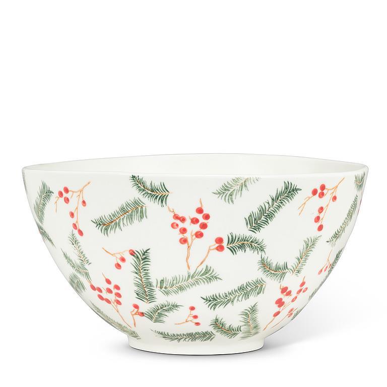 LARGE PINE & BERRIES BOWL - 9''D