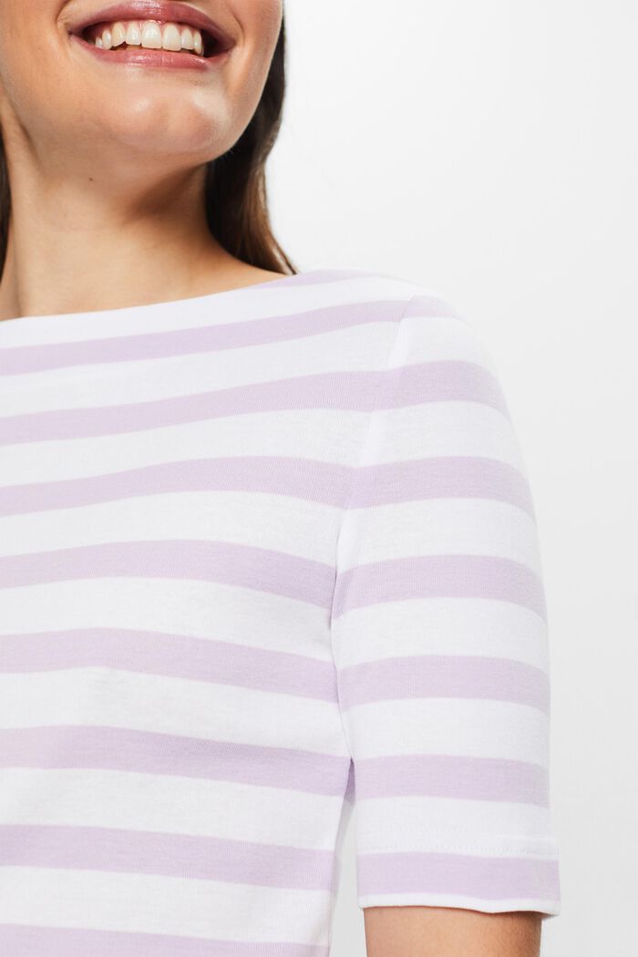 STRIPED FITTED BOATNECK TEE