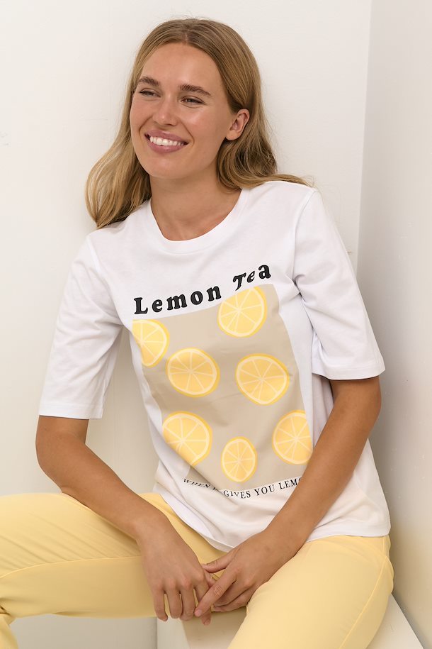 KADINA T-SHIRT - BLUE FLOWERS/YELLOW LEMONS