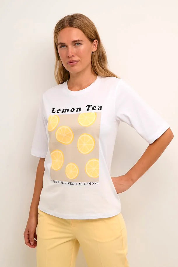 KADINA T-SHIRT - BLUE FLOWERS/YELLOW LEMONS