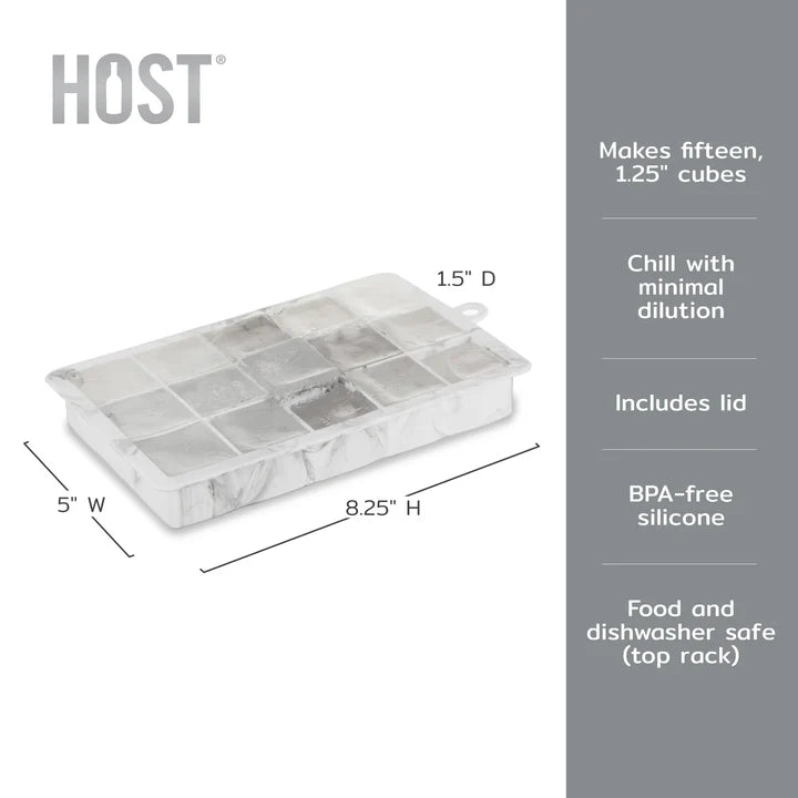 1.25" ICE CUBE TRAY WITH LID IN GRAY MARBLE