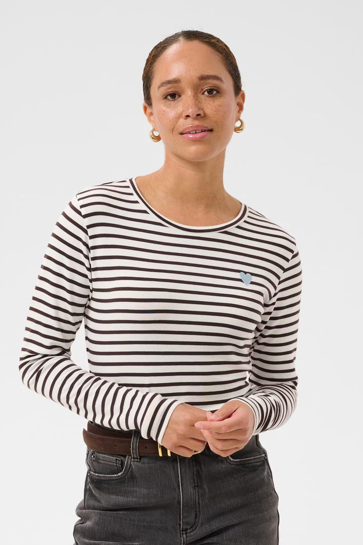 LIDDY T-SHIRT "CHALK/BROWN/BLUE HEART"