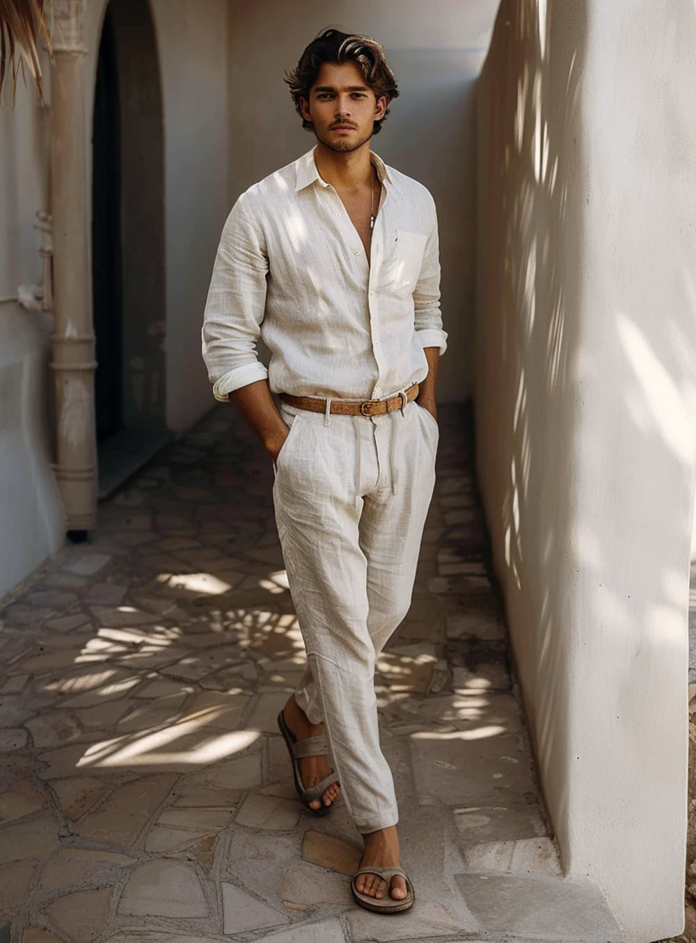 LINEKER LINEN PANT WITH ELASTIC WAISTBAND DRAWCORD