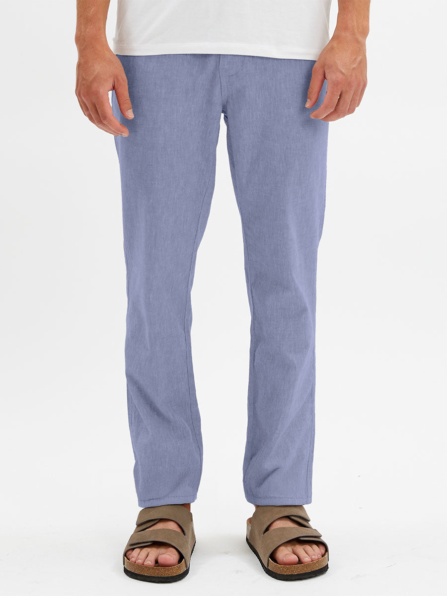 LINEN PANTS WITH ELASTIC WAISTBAND "NAVY MIX"