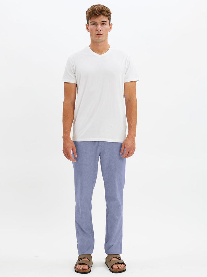LINEN PANTS WITH ELASTIC WAISTBAND "NAVY MIX"