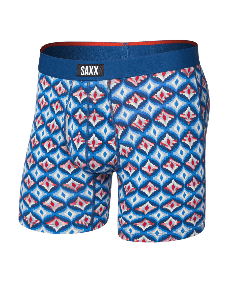 VIBE XTRA SOFT COMFORT BOXER BRIEF 6" "LO-TECH FOULARD-BLUE"