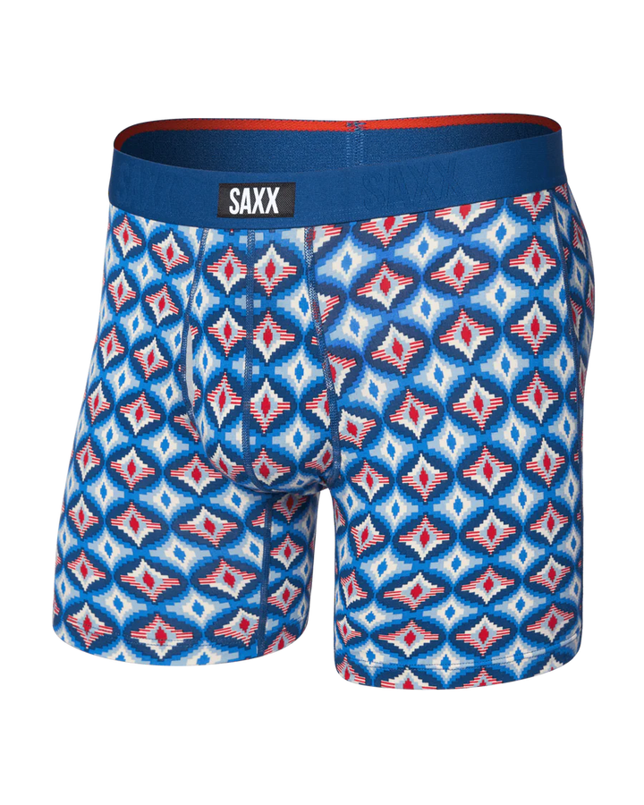 VIBE XTRA SOFT COMFORT BOXER BRIEF 6" "LO-TECH FOULARD-BLUE"