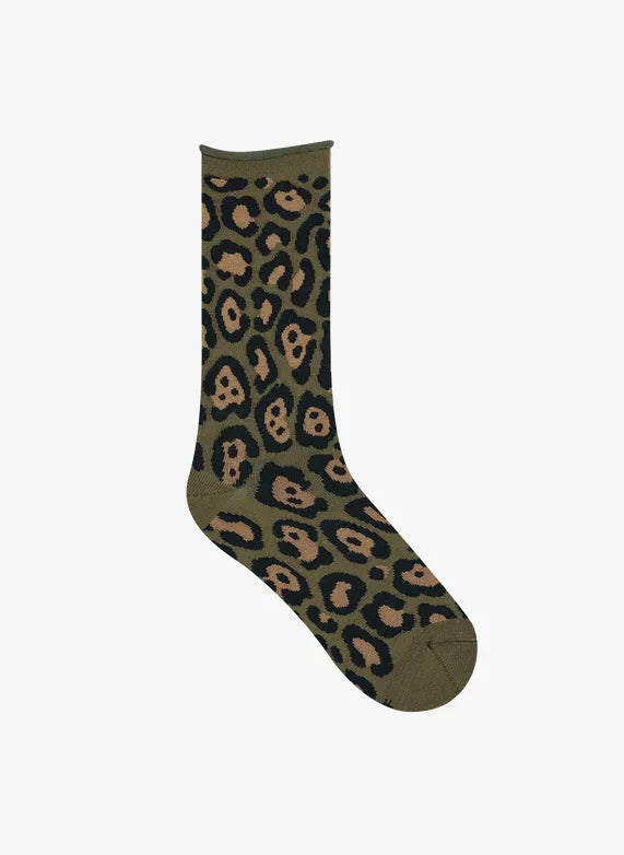 WOOL BLEND SOCKS LEOPARD PATTERN - LODEN 36/38