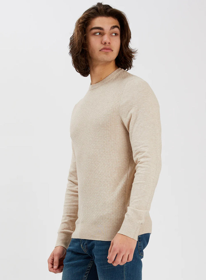 LOGAN CASHMERE-LIKE SWEATER - BEIGE MIX