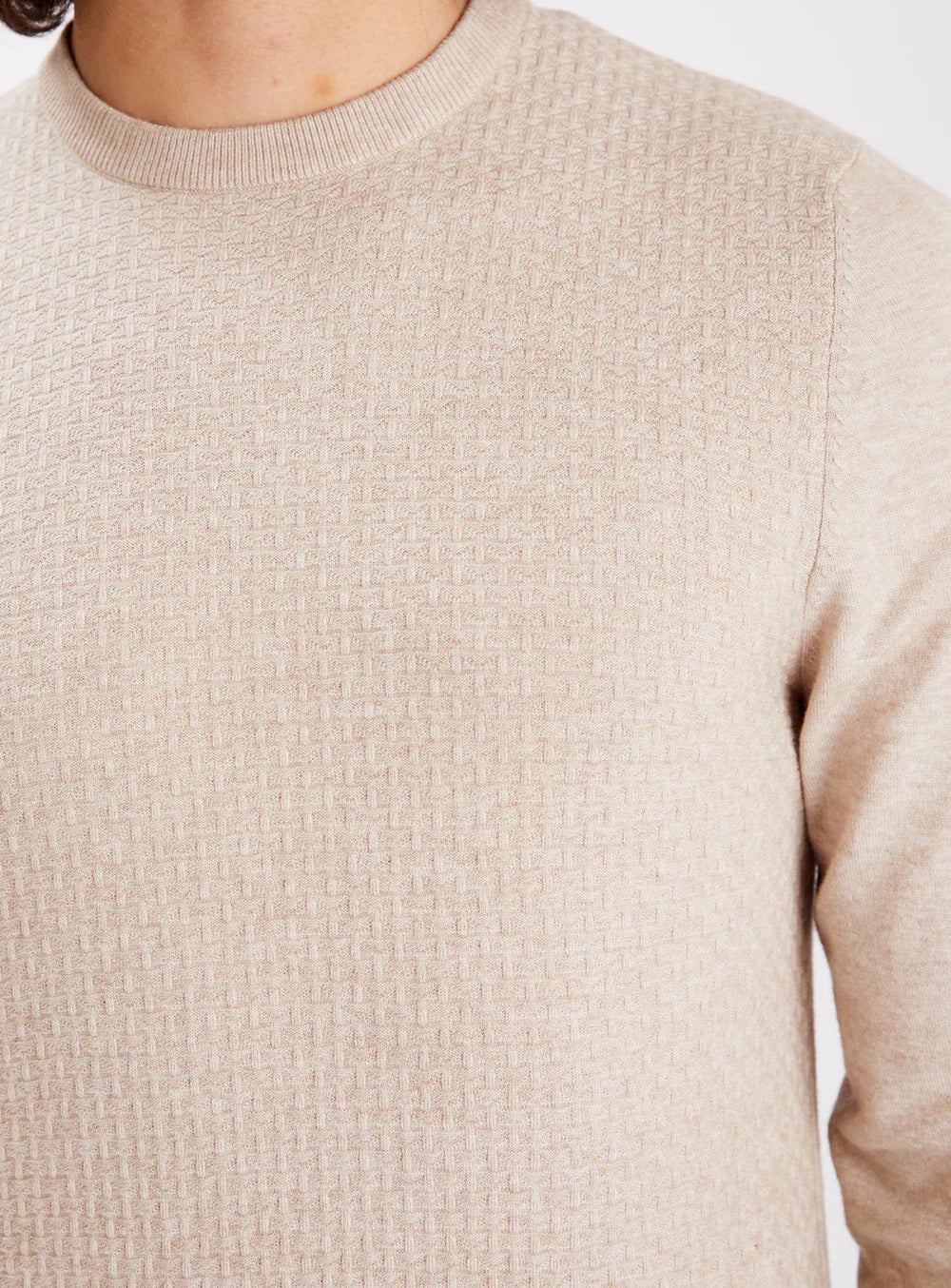 LOGAN CASHMERE-LIKE SWEATER - BEIGE MIX