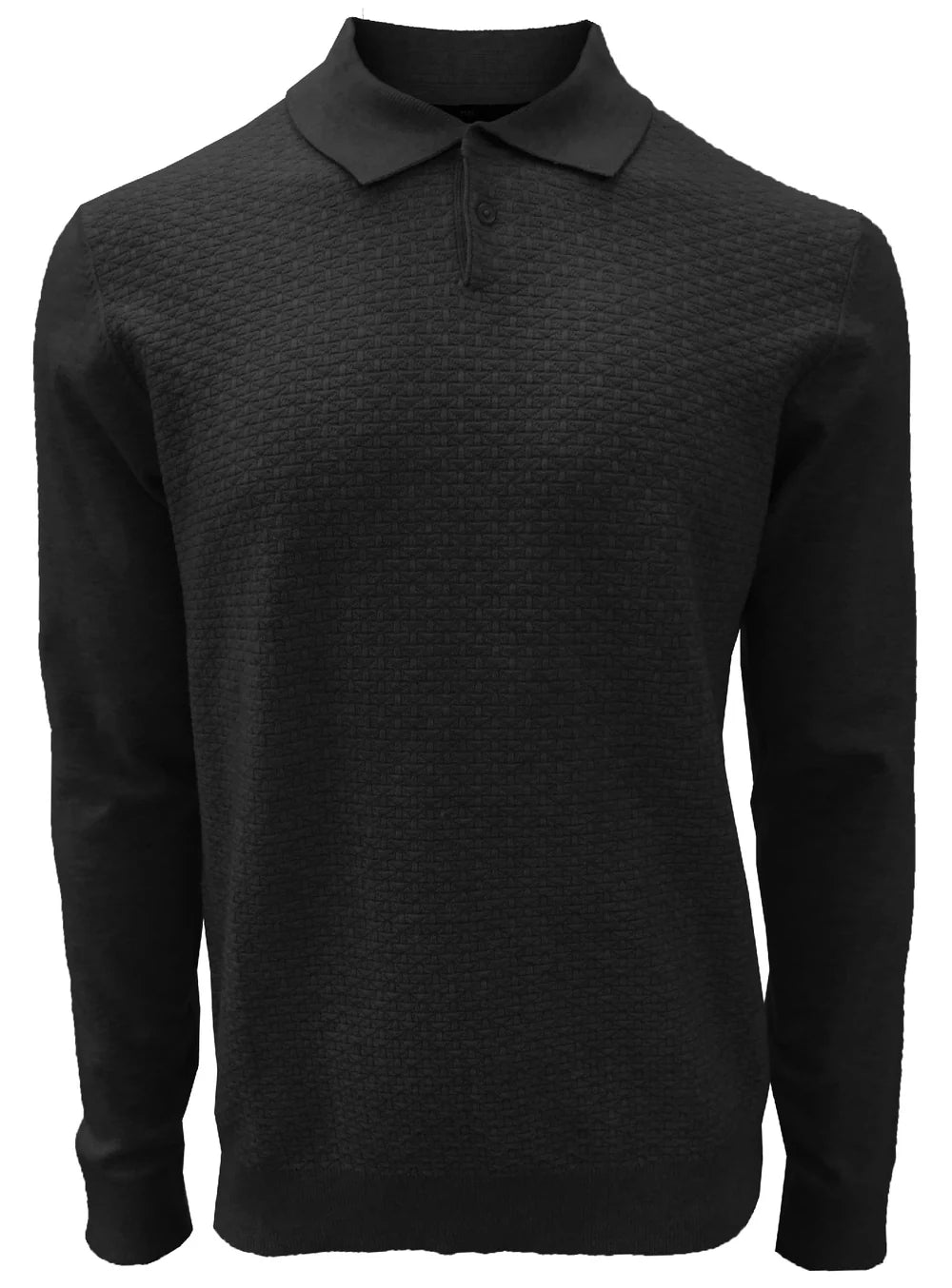 LOLAN CASHMERE-LIKE POLO SWEATER - BLACK