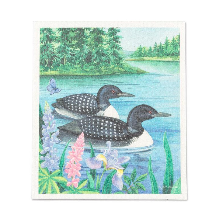 LOON PAIR DISHCLOTH 6.75X7.5&