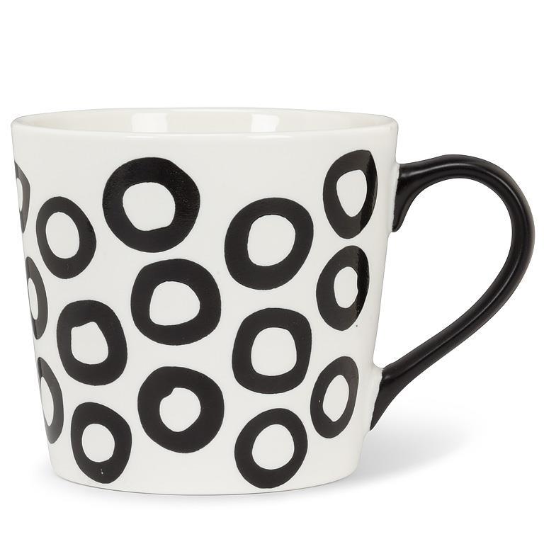 GRAPHIC LOOPY CIRCLES MUG - WHITE/BLACK 3.5''H