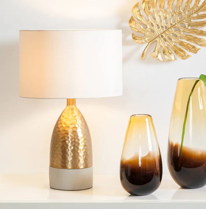 LORIS CONICAL BRASS/CEMENT TABLE LAMP
