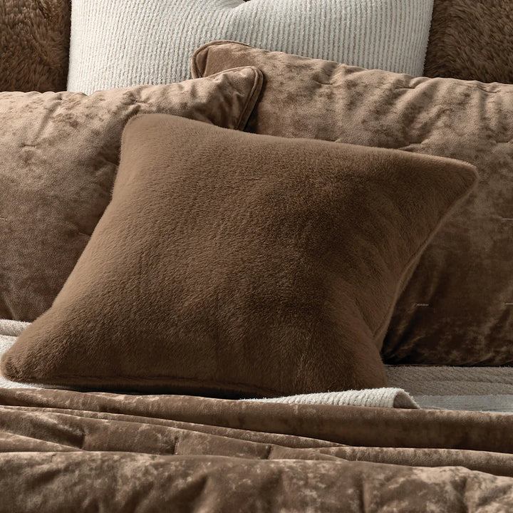 LOUNGE SOLID TAUPE VELVET QUILT - DOUBLE/QUEEN