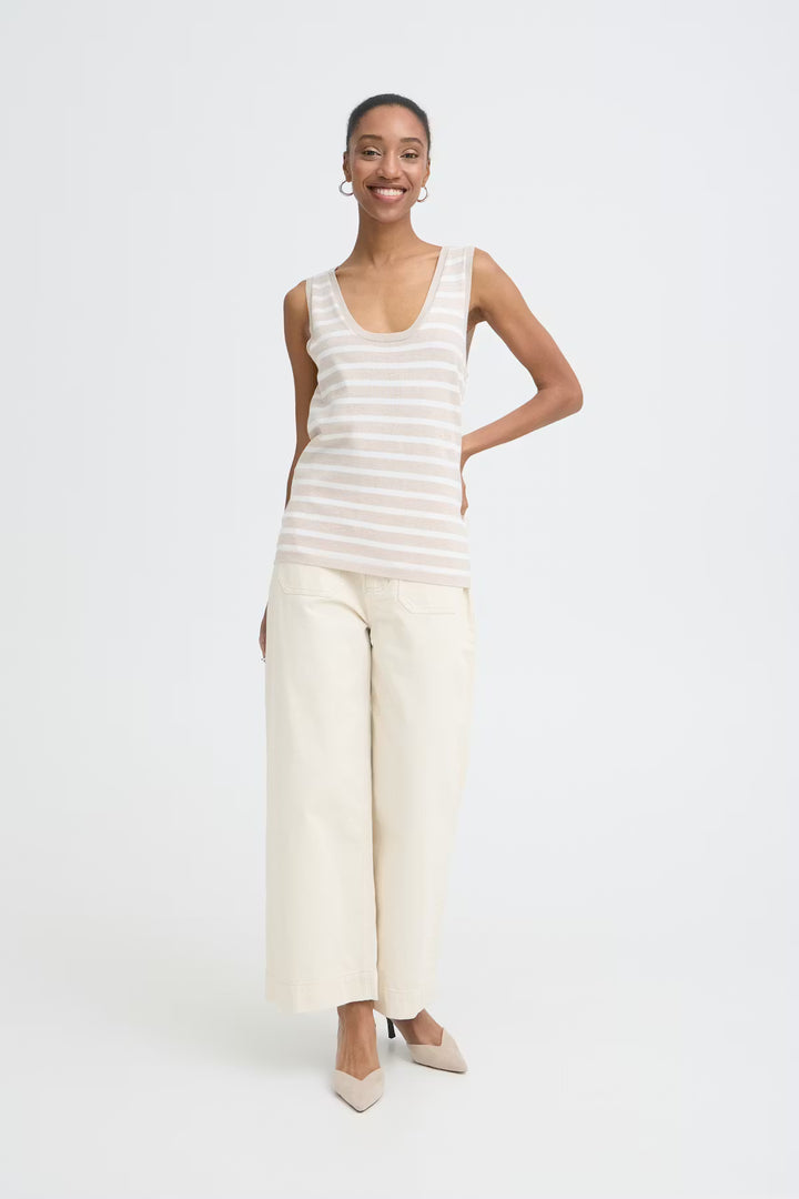 IHLULS TOP "SMALL OATMEAL WHITE STRIPE"